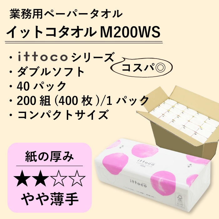 【まとめ割対象】 イットコタオル 196×204mm ダブル 200組(400枚) 40パック ソフトタイプ 50200030 まとめ買い 日本製