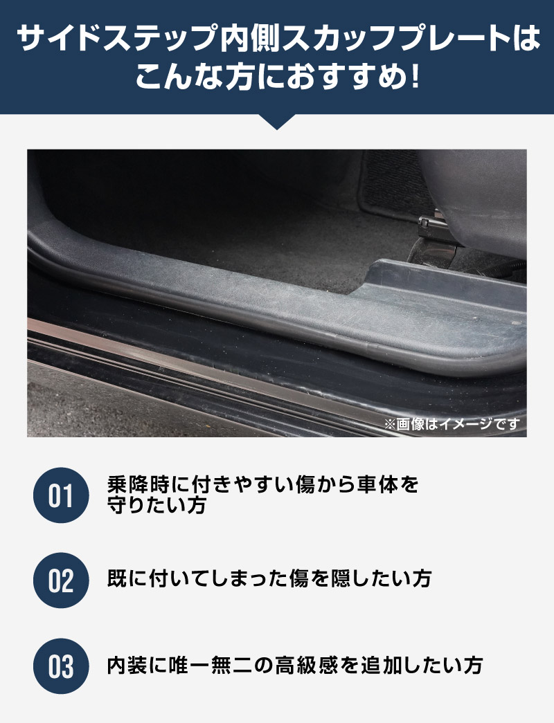 新型ヴォクシー ノア 90系 サイドステップ 内側スカッフプレート 滑り止めゴム付き フロント・リアセット 4P 選べる3カラー シルバー ブラック カーボン調 2026年マイナーチェンジ後対応｜トヨタ TOYOTA VOXY NOAH 90 95 保護パーツ カスタム ドレスアップ アクセサリー 社外【予約販売/ブラック:7月10日頃入荷予定】