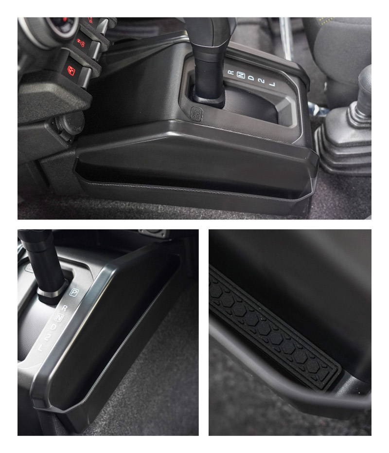 新型ジムニー JB64W 新型ジムニーシエラ JB74W ジムニーノマド JC74W AT車専用 シフト左右収納トレイ 2P ブラック 滑り止めマット2枚付 ｜スズキ SUZUKI JIMNY JB64 JIMNY SIERRA JB74 1型 2型 3型 4型 5型 JIMNY NOMADE JC74 1型 専用 パーツ 小物入れ コンソール トレイ 内装 アクセサリー 保護 傷防止 車内 社外