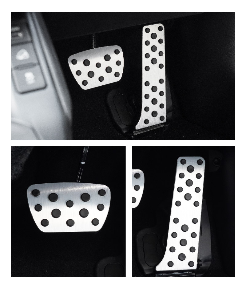 新型RAV4 60系 アルミペダルカバー 2P 選べる2カラー シルバーヘアライン ブラックヘアライン｜トヨタ TOYOTA ラブフォー AXAN64 専用 内装 足元 ドレスアップ アクセサリー オプション アクセル ブレーキ 社外【予約販売/ブラック:5月30日頃入荷予定】