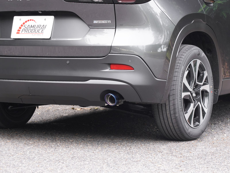 新型CX-5 KM系 マフラーカッターチタン調 スラッシュカット 2本セット 