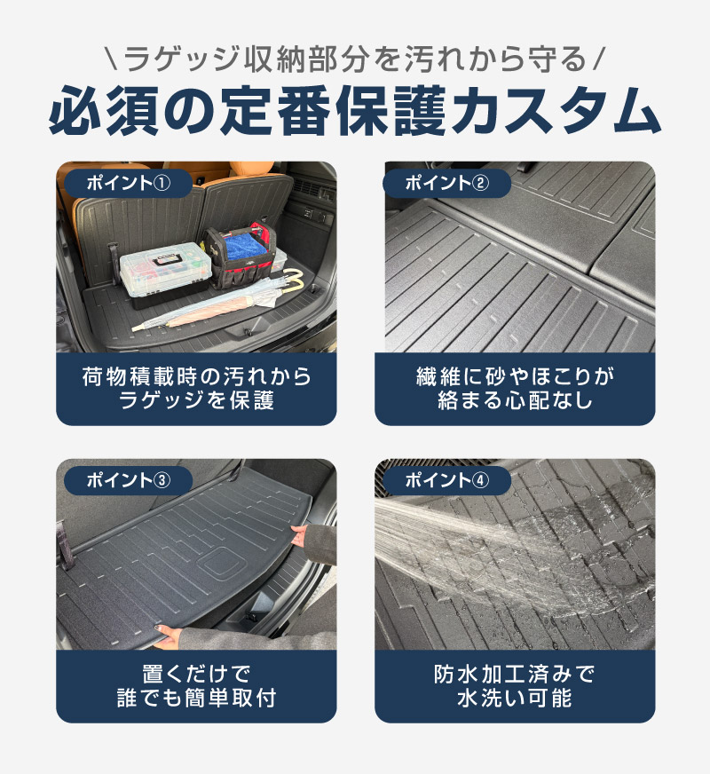 【セット割】CX-80 KL系 ラゲッジマット ＆ 3列目背面マット ラバータイプ 4P ブラック 2026年MC後 対応 ｜マツダ MAZDA 新型 CX80 専用 内装 カスタム パーツ ドレスアップ アクセサリー オプション 内装 カー用品 社外 トランク ラゲージ 荷室 フロアマット 防水 保護 傷防止 キズ隠し【予約販売/5月20日頃入荷予定】