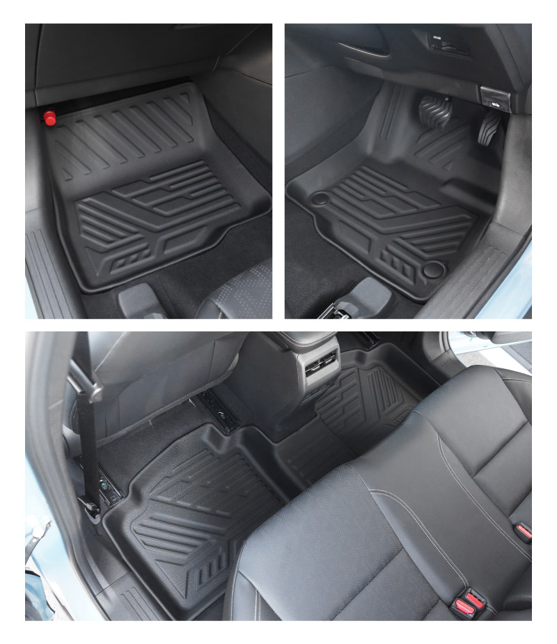 新型キックス P16型 フロアマット 3P ラバータイプ ブラック｜日産 ニッサン NISSAN KICKS P16 2026年フルモデルチェンジ 専用 保護 パーツ 防水 フロント リア セット アクセサリー 内装 社外 立体 3Dマット フルカバー ウェザーマット レジャー 水洗い【予約販売/10月30日頃入荷予定】