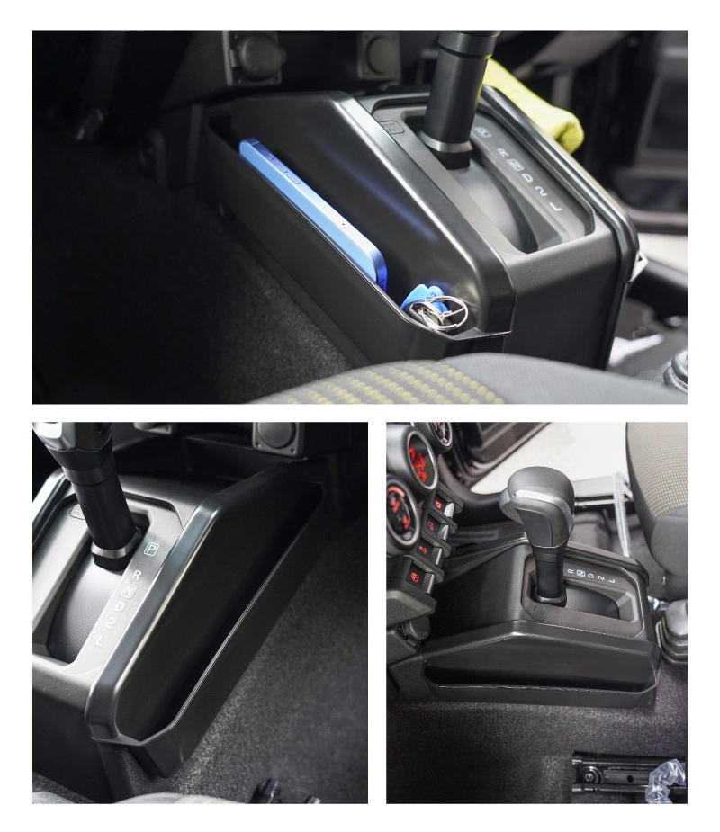 【セット割】新型ジムニー JB64W 新型ジムニーシエラ JB74W ジムニーノマド JC74W AT車専用 センターコンソールトレイマット ＆ シフト左右収納トレイ 3P ブラック 保護 収納セット｜スズキ SUZUKI JIMNY JB64 JIMNY SIERRA JB74 1型 2型 3型 4型 5型 JIMNY NOMADE JC74 1型 専用 パーツ 小物入れ コンソール トレイ 内装 アクセサリー 保護 傷防止 車内 社外