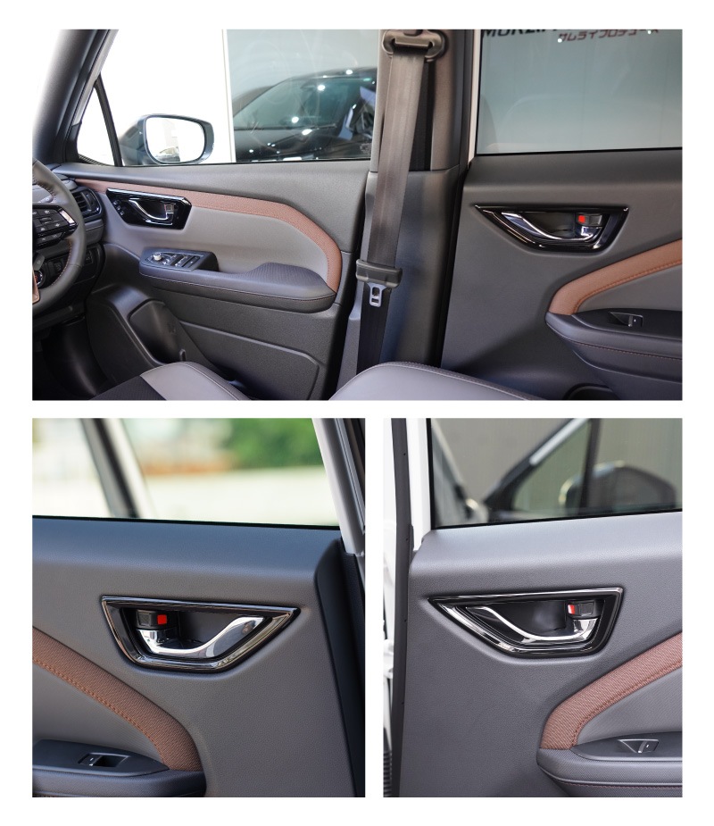 【セット割】新型フォレスター SL系 センタードリンクホルダーパネル ＆ モニター下パネル ＆ リア左右インナードアハンドルパネル 4P ピアノブラック インテリアパネルセット｜SUBARU スバル FORESTER 専用 パーツ ドレスアップ アクセサリー オプション インテリア フロント カップホルダー カバー 内装 社外