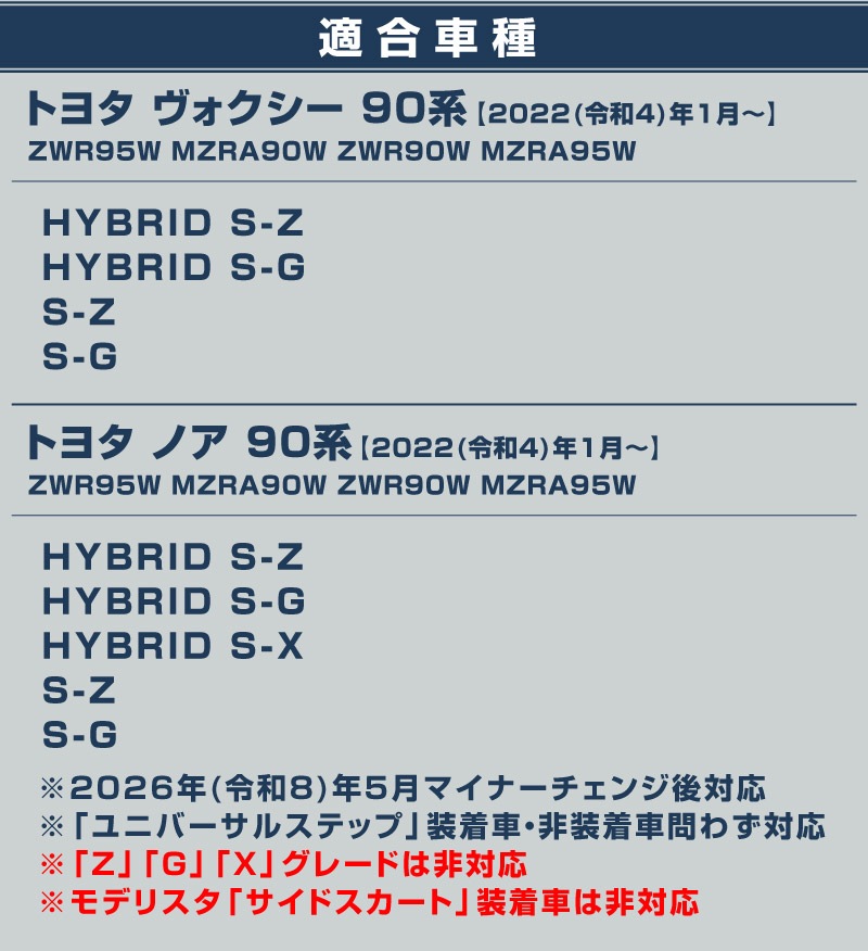 【8/16～SALE対象 10%OFF】新型ヴォクシー ノア 90系 サイドガーニッシュ 4P 鏡面仕上げ 2026年マイナーチェンジ後対応｜トヨタ TOYOTA VOXY NOAH 90 95 専用 外装 サイド カスタム パーツ ドレスアップ アクセサリー 社外品 オプション エアロ