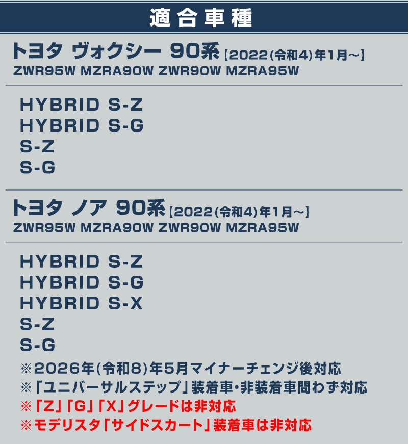新型ヴォクシー ノア 90系 サイドガーニッシュ 4P 鏡面仕上げ 2026年マイナーチェンジ後対応｜トヨタ TOYOTA VOXY NOAH 90 95 専用 外装 サイド カスタム パーツ ドレスアップ アクセサリー 社外品 オプション エアロ