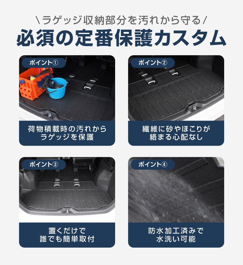 新型ヴォクシー ノア 90系 ラゲッジマット ラバータイプ 1P ブラック 2026年マイナーチェンジ後対応｜トヨタ TOYOTA VOXY NOAH 90 95 専用 内装 フロアマット カスタム 保護 パーツ リア トランク 荷室 防水 傷防止 ドレスアップ アクセサリー 社外品 オプション【予約販売/8月30日頃入荷予定】