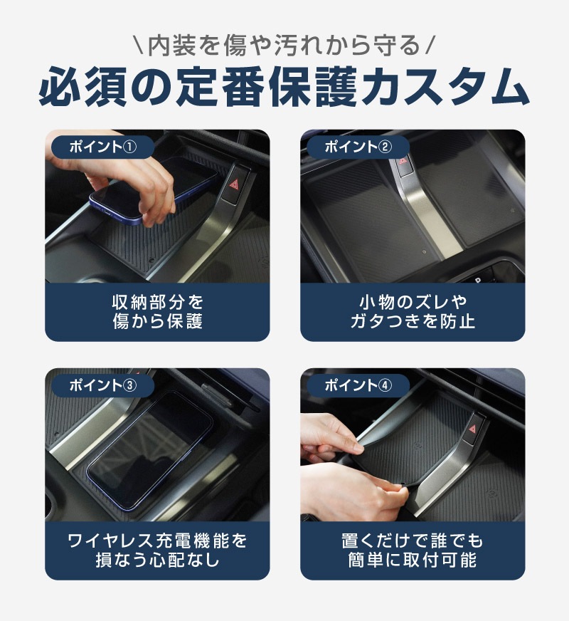 新型bZ4X 10系 ワイヤレス充電トレイ用マット ゴムタイプ 1P ブラック