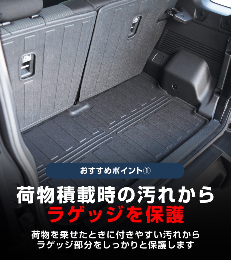 ジムニーノマド JC74W ラゲッジマット ラバータイプ 3P ブラック セカンドシート背面カバー ｜スズキ SUZUKI JIMNY JC74 NOMADE 専用 アクセサリー 内装 保護パーツ 社外 トランク ラゲージ 荷室 フロアマット 防水 保護 水洗い可能