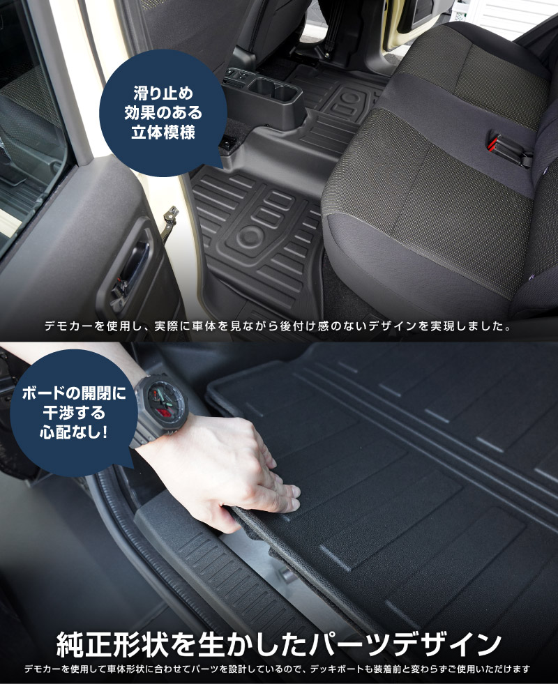 【セット割】ジムニーノマド JC74W AT車専用 フロアマット ＆ ラゲッジマット ラバータイプ 6P ラバータイプ ブラック｜スズキ SUZUKI JIMNY JC74 NOMADE 専用  防水 フロント リア セット アクセサリー 保護 パーツ 内装 インテリア 傷防止 社外 ウェザーマット オールウェザー スノー レジャー 水洗い