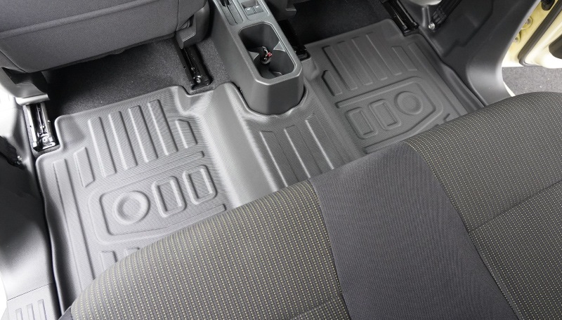 【セット割】ジムニーノマド JC74W AT車専用 フロアマット ＆ ラゲッジマット ラバータイプ 6P ラバータイプ ブラック｜スズキ SUZUKI JIMNY JC74 NOMADE 専用  防水 フロント リア セット アクセサリー 保護 パーツ 内装 インテリア 傷防止 社外 ウェザーマット オールウェザー スノー レジャー 水洗い