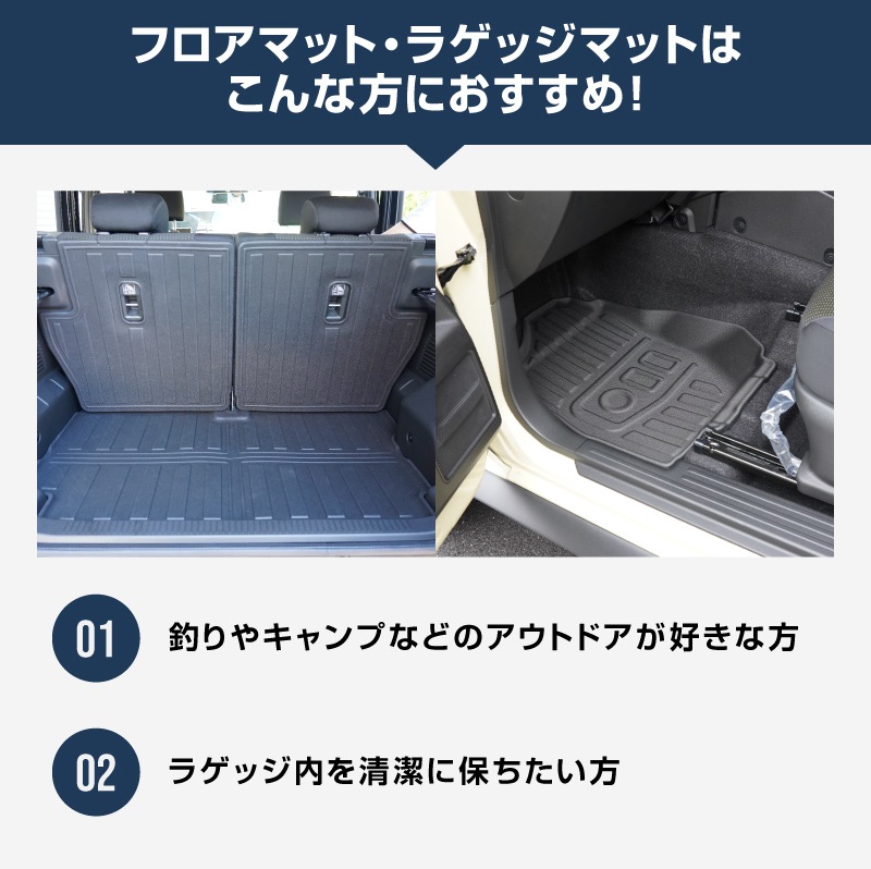 【セット割】ジムニーノマド JC74W AT車専用 フロアマット ＆ ラゲッジマット ラバータイプ 6P ラバータイプ ブラック｜スズキ SUZUKI JIMNY JC74 NOMADE 専用  防水 フロント リア セット アクセサリー 保護 パーツ 内装 インテリア 傷防止 社外 ウェザーマット オールウェザー スノー レジャー 水洗い