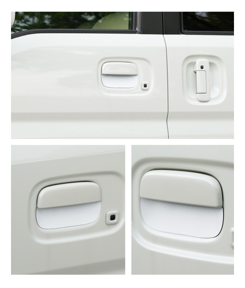 エブリイワゴン マグネット装着タイプ ドアハンドルプロテクター 2P カーボン柄 選べる2カラー ブラック ホワイト｜スズキ SUZUKI EVERY WAGON DA17W 専用 引っかき傷防止 傷隠し 保護 ドレスアップ アクセサリー 社外品【メール便対象/代引き・配達日時指定不可】