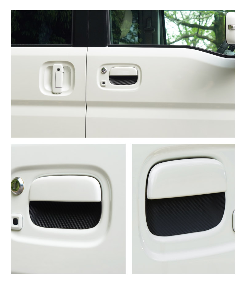 エブリイワゴン マグネット装着タイプ ドアハンドルプロテクター 2P カーボン柄 選べる2カラー ブラック ホワイト｜スズキ SUZUKI EVERY WAGON DA17W 専用 引っかき傷防止 傷隠し 保護 ドレスアップ アクセサリー 社外品【メール便対象/代引き・配達日時指定不可】