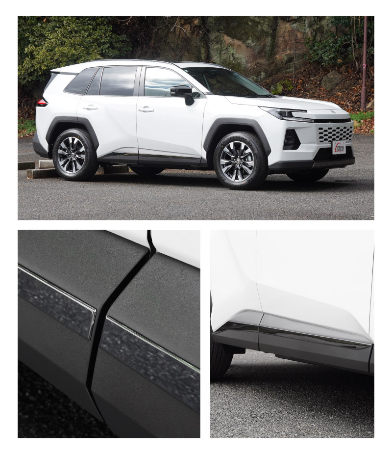 新型RAV4 60系 サイドガーニッシュ 4P ブラック鏡面仕上げ｜トヨタ TOYOTA ラブフォー AXAN64 専用 プラグインハイブリッド PHEV 対応 カスタム パーツ アクセサリー サイドリップ サイドサイドスカート スポイラー 社外【予約販売/5月30日頃入荷予定】