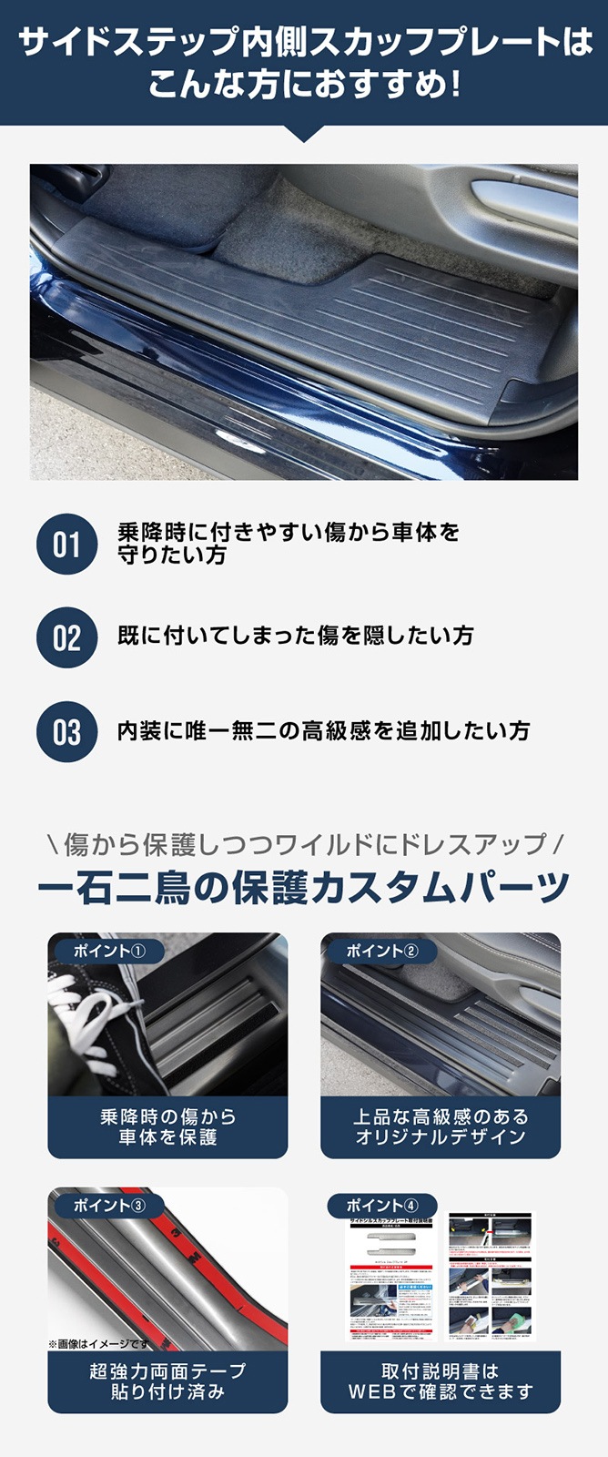CX-80 KL系 スカッフプレート サイドステップ内側 フロント・リア