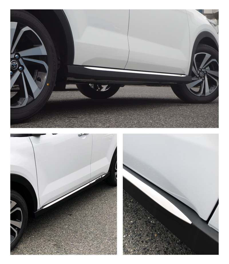 ライズ ロッキー レックス サイドリップガーニッシュ 鏡面仕上げ 4P｜トヨタ TOYOTA RAIZE ダイハツ DAIHATSU ROCKY スバル SUBARU REX 専用 A200A A210A カスタム ドレスアップ 専用 パーツ アクセサリー 社外品 オプション エアロ 外装 エクステリア【予約販売/5月20日頃入荷予定】