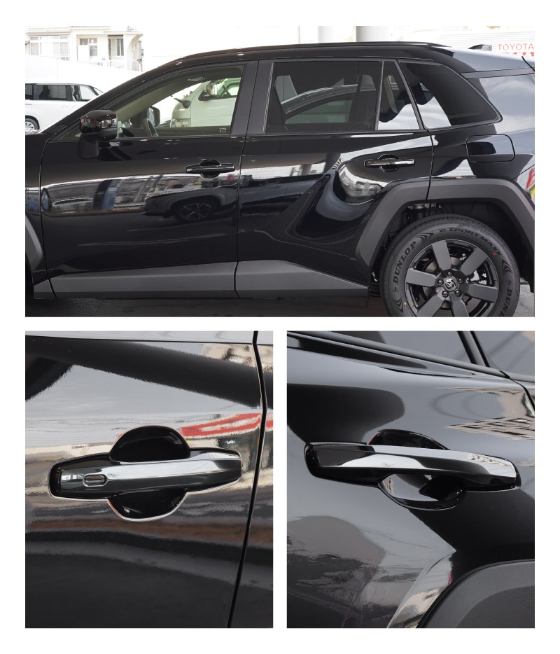 【アウトレット品】新型RAV4 60系 アウタードアハンドルカバー 4P ブラック鏡面仕上げ｜トヨタ TOYOTA ラブフォー AXAN64 専用 プラグインハイブリッド PHEV 対応 外装 ドアパネル サイド カスタム パーツ ドレスアップ アクセサリー オプション エアロ カー用品 社外