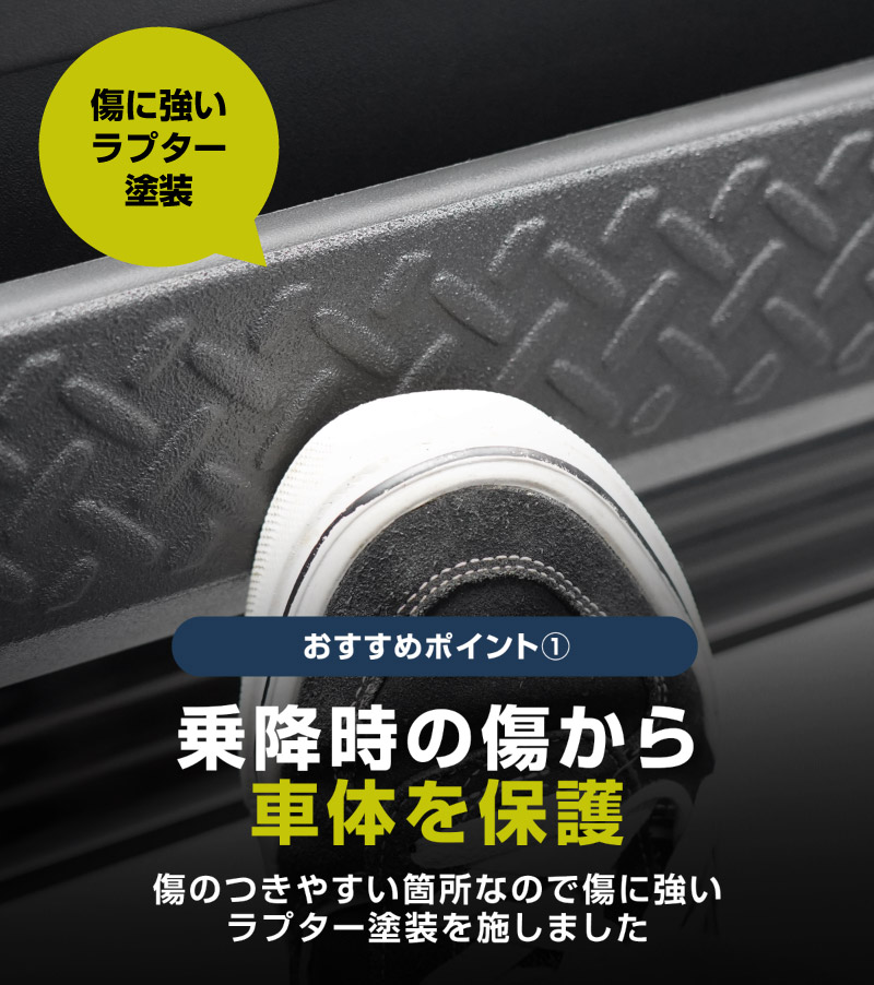 ジムニーノマド JC74W インナードアプロテクションカバー 縞鋼板柄 左右セット 4P ラプター塗装 ブラック｜スズキ SUZUKI JIMNY JC74 NOMADE 専用 保護パーツ ラプター塗装 ドレスアップ オプション アクセサリー 社外 サイドドア キックガード