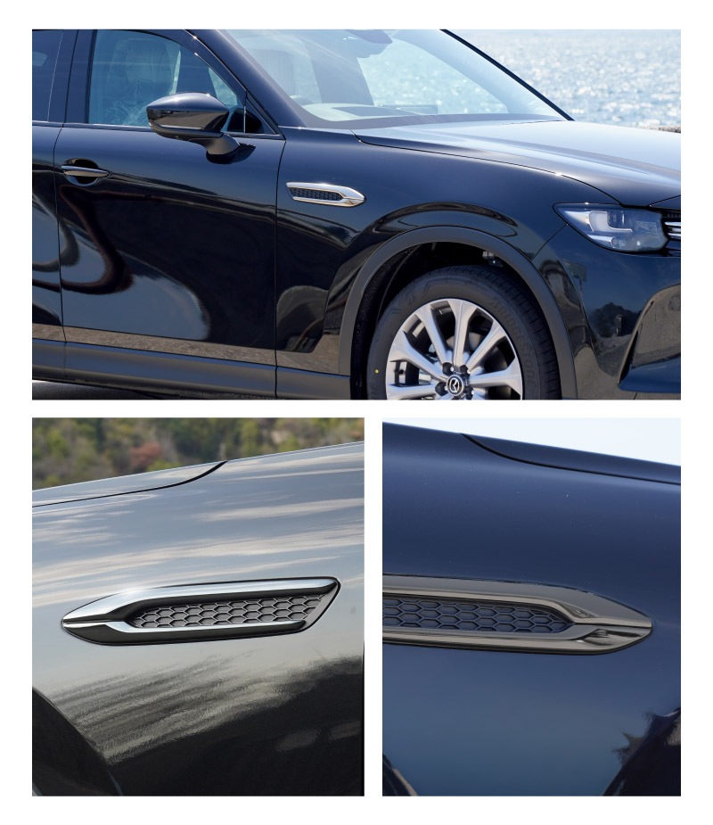 CX-60 KH系 ガソリン ディーゼル 専用 サイドバッジガーニッシュ 4P 選べる2色 鏡面仕上げ スモークシルバー 2026年MC後 対応｜マツダ MAZDA 新型 CX60 専用 外装 サイド シグネチャー カスタム パーツ ドレスアップ アクセサリー 社外品 エアロ