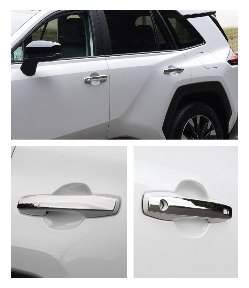 【アウトレット品】新型RAV4 60系 アウタードアハンドルカバー 4P 鏡面仕上げ｜トヨタ TOYOTA ラブフォー AXAN64 専用 プラグインハイブリッド PHEV 対応 外装 ドアパネル サイド カスタム パーツ ドレスアップ アクセサリー オプション エアロ カー用品 社外
