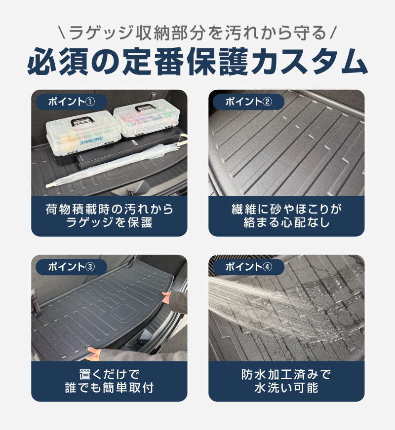 CX-80 KL系 ラゲッジマット ラバータイプ 2P ブラック 2026年MC後 対応 ｜マツダ MAZDA 新型 CX80 専用 内装 カスタム パーツ ドレスアップ アクセサリー オプション 内装 カー用品 社外 トランク ラゲージ 荷室 フロアマット 防水 保護 傷防止 キズ隠し