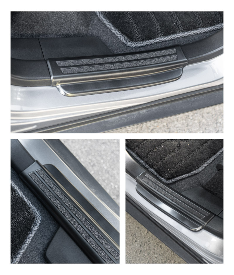 新型クロスビー MND1S MN71S サイドステップ スカッフプレート 4P 選べる2カラー シルバーヘアライン ブラックヘアライン｜スズキ SUZUKI XBEE 専用 内装 保護 カスタム パーツ アクセサリー ドレスアップ 社外 足元 傷防止【予約販売/ブラック:5月20日頃入荷予定】