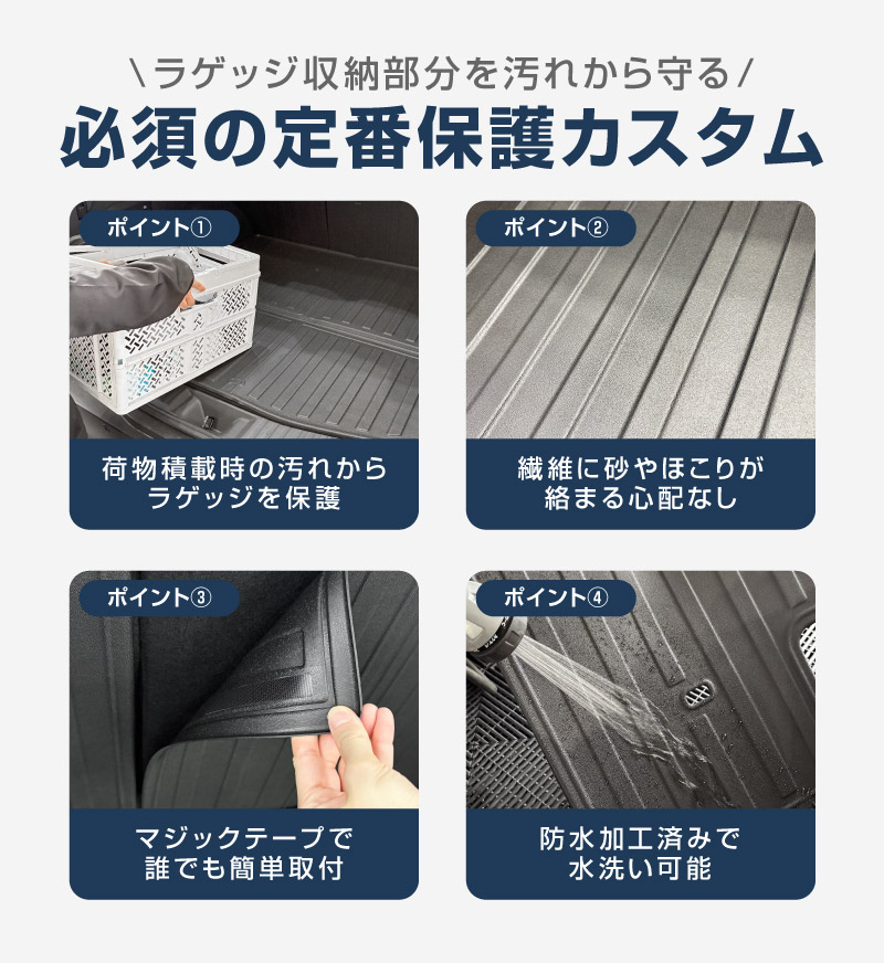 新型bZ4X 10系 ラゲッジマット 4P ラバータイプ ブラック トヨタ bZ4X スバル ソルテラ 共通｜TOYOTA bZ4X bZ4X SUBARU SOLTERRA 専用 防水 立体 3Dマット 社外 背面カバー フロアマット トランクマット ラゲージトレイ 内装 保護 アクセサリー オプション 社外【予約販売/8月30日頃入荷予定】