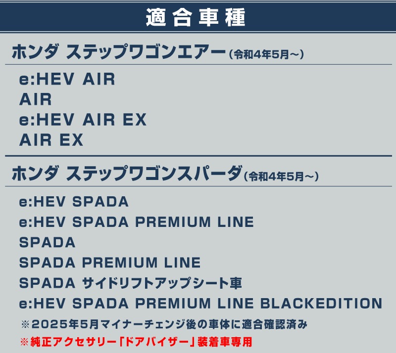 �ڥ��åȳ�ۿ������ƥåץ若�� ������(AIR)/���ѡ���(SPADA) RP�� �ɥ��Х����������ξ���� ������ɥ��ȥ��������ɥ롼�ե����˥å��� �����ѡ��ĥ��å� ���̻ž夲 2025ǯ�ޥ��ʡ������󥸸��б��åۥ�� HONDA STEPWGN ���� RP6/RP7/RP8 e:HEV SPADA AIR ���� ���� ������ �������� �ѡ���
