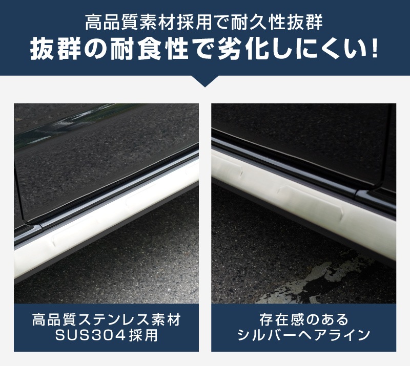 ジムニーノマド JC74W サイドリップガーニッシュ 4P シルバーヘアライン ｜スズキ SUZUKI JIMNY JC74 NOMADE 専用 カスタム 外装 サイド ドア パーツ ドレスアップ オプション アクセサリー 社外【予約販売/5月20日頃入荷予定】