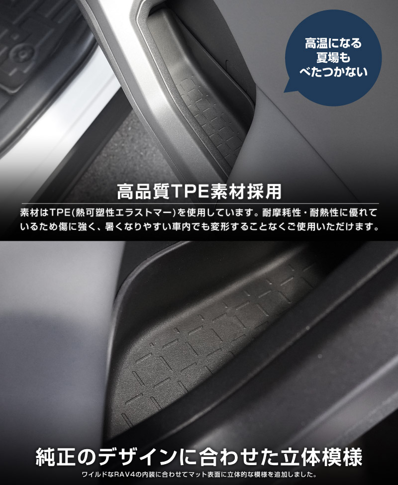 新型RAV4 60系 インナードア サイドドアポケット 上段 4P ブラック ラバータイプ ｜トヨタ TOYOTA ラヴフォー AXAN64 プラグインハイブリッド PHEV 対応 防水 水洗い アクセサリー 内装 インナー ドア ポケット トレイ ウィンドウスイッチ パネル カバー 保護 便利グッズ マット 社外【予約販売/6月10日頃入荷予定】