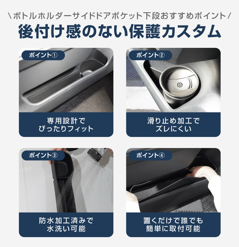 【セット割】新型RAV4 60系 インナードア サイドドアポケット 上段＆下段 セット 8P ブラック ラバータイプ ｜トヨタ TOYOTA ラヴフォー AXAN64 プラグインハイブリッド PHEV 対応 防水 水洗い アクセサリー 内装 インナー ドア ポケット トレイ ウィンドウスイッチ パネル カバー 保護 便利グッズ マット 社外【予約販売/8月20日頃入荷予定】