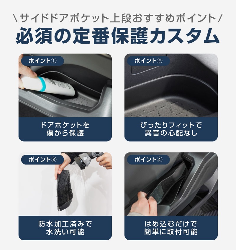 【セット割】新型RAV4 60系 インナードア サイドドアポケット 上段＆下段 セット 8P ブラック ラバータイプ ｜トヨタ TOYOTA ラヴフォー AXAN64 プラグインハイブリッド PHEV 対応 防水 水洗い アクセサリー 内装 インナー ドア ポケット トレイ ウィンドウスイッチ パネル カバー 保護 便利グッズ マット 社外【予約販売/8月20日頃入荷予定】