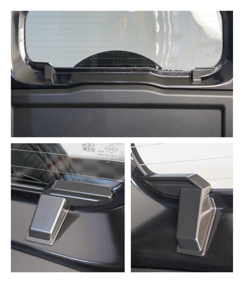 新型ジムニー JB64W 新型ジムニーシエラ JB74W ジムニーノマド JC74W リアガラスデフォッガーカバー 2P マットブラック｜スズキ SUZUKI JIMNY JB64 JIMNY SIERRA JB74 1型 2型 3型 4型 5型 JIMNY NOMADE JC74 1型 専用 パーツ リアデフォッガー 配線カバー 断線防止 配線保護 アクセサリー ドレスアップ