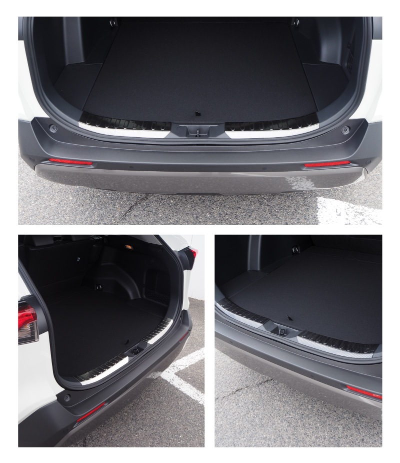 RAV4 50系 ラゲッジスカッフプレート 2P 選べる3カラー シルバーヘアライン ブラックヘアライン カーボン調 ｜トヨタ TOYOTA ラブ４ MXAA54 AXAH54 AXAH52 MXAA52 50系 カスタム 専用 保護 パーツ アクセサリー ドレスアップ 社外