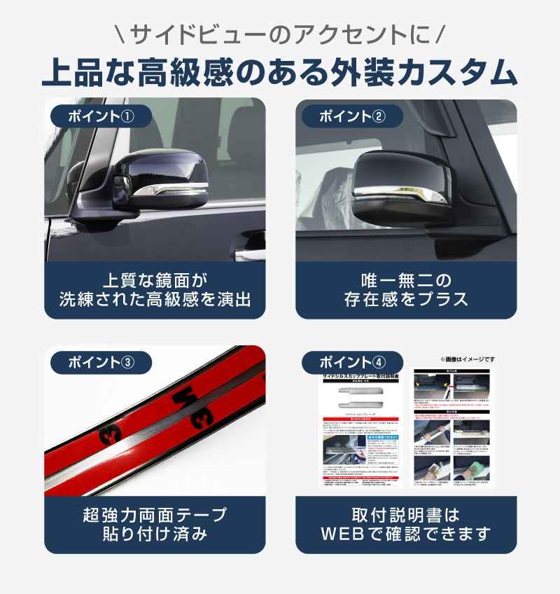 N-BOX N-BOX JOY N-BOXカスタム JF3 JF4 JF5 JF6 後期 サイドミラーガーニッシュ 鏡面仕上げ 2P 2026年7月マイナーチェンジ後対応｜ホンダ HONDA NBOX NBOX CUSTOM エヌボックス ジョイ カスタム 専用 パーツ ドレスアップ アクセサリー 社外品 エアロ オプション【予約販売/10月30日頃入荷予定】