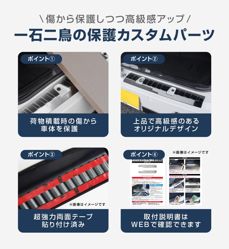 新型 e-アトレー e-ハイゼットカーゴ 対応 アトレー ハイゼットカーゴ ラゲッジスカッフプレート 2P 選べる2カラー シルバーヘアライン/ブラックヘアライン ｜ダイハツ DAIHATSU ATRAI S700V S710V S781V 専用 内装 リア カスタム 保護 パーツ キズ防止