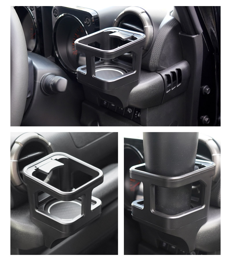 【セット割】新型ジムニー JB64W 新型ジムニーシエラ JB74W ジムニーノマド JC74W AT車専用 カップホルダー ＆ シフト左右収納トレイ 3P ブラック 滑り止めマット付き｜スズキ SUZUKI JIMNY JB64 JIMNY SIERRA JB74 1型 2型 3型 4型 5型 JIMNY NOMADE JC74 1型 専用 パーツ ドリンクホルダー 増設 小物入れ コンソール 内装 便利グッズ アクセサリー 保護 社外