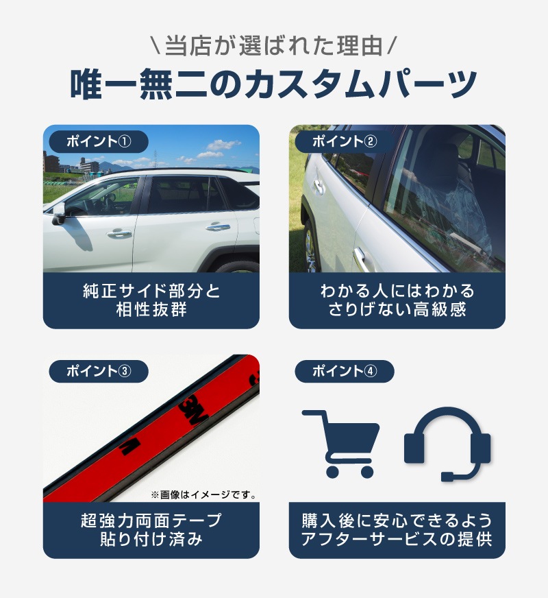 RAV4 50系 RAV4 PHV ウィンドウトリム 鏡面仕上げ 6P｜トヨタ TOYOTA ラブ４ MXAA54 AXAH54 AXAH52 MXAA52 50系 カスタム カスタム 専用 パーツ ドレスアップ アクセサリー 社外品 専用 パーツ ウェザーモール オプション エアロ