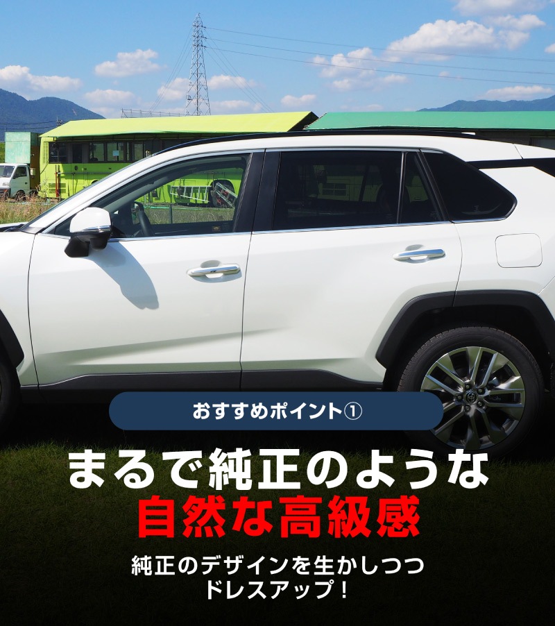 RAV4 50系 RAV4 PHV ウィンドウトリム 鏡面仕上げ 6P｜トヨタ TOYOTA ラブ４ MXAA54 AXAH54 AXAH52 MXAA52 50系 カスタム カスタム 専用 パーツ ドレスアップ アクセサリー 社外品 専用 パーツ ウェザーモール オプション エアロ