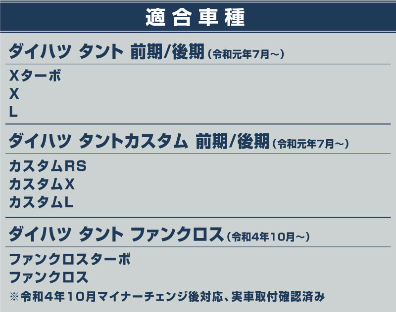 【アウトレット品】新型タント/タントカスタム/ファンクロス 前期/後期 サイドガーニッシュ 鏡面仕上げ 4P｜ダイハツ DAIHATSU TANTO TANTO CUSTOM FUNCROSS LA650S/LA660S カスタムRS カスタムX カスタムL ドレスアップ アクセサリー 社外品 エアロ カスタム 専用 パーツ