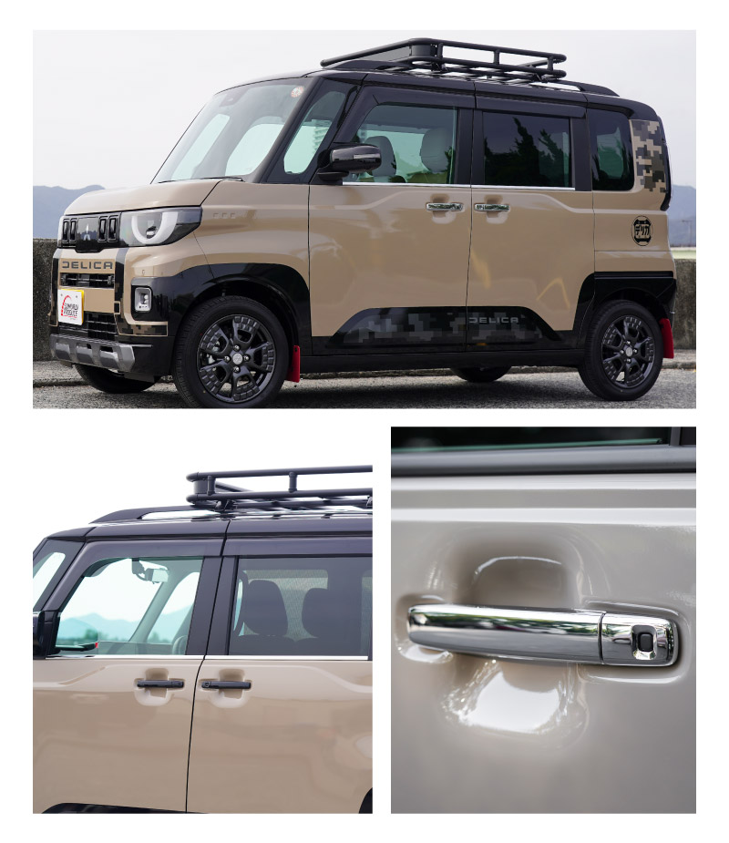 【セット割】新型デリカミニ ekスペース ルークス 共通 アウタードアハンドルカバー＆ウィンドウトリムガーニッシュ サイドドレスアップセット メッキ・鏡面仕上げ 2025年FMC後対応 ｜MITSUBISHI DELICA MINI NISSAN ROOX 専用 外装 サイド カスタム パーツ ドレスアップ アクセサリー 社外品 エアロ【予約販売/5月20日頃入荷予定】