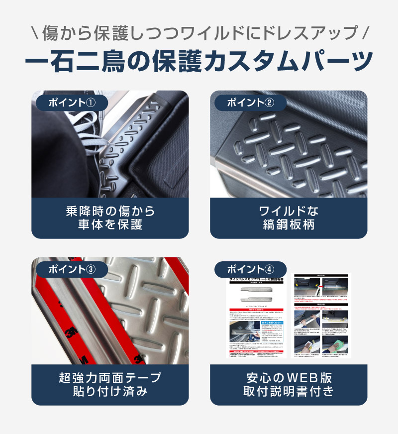 ジムニーノマド　JC74W サイドシルスカッフ　4P ブラックヘアライン ジムニーノマド JC74W サイドシルスカッフ 4P ブラック