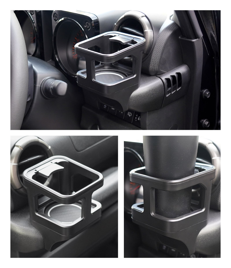 【セット割】新型ジムニー JB64W 新型ジムニーシエラ JB74W ジムニーノマド JC74W カップホルダー 運転席 助手席 2点セット ブラック 滑り止めマット付き｜スズキ SUZUKI JIMNY JB64 JIMNY SIERRA JB74 1型 2型 3型 4型 5型 JIMNY NOMADE JC74 1型 専用 パーツ ドリンクホルダー 増設 滑り止め トレイ 内装 アクセサリー 保護 傷防止 社外