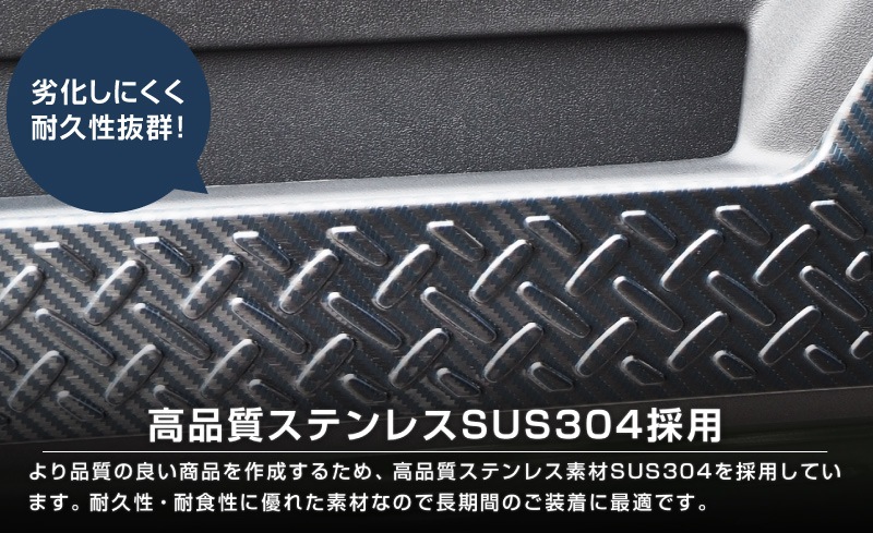 ジムニーノマド JC74W インナードアプロテクションカバー 縞鋼板柄 左右セット 4P カーボン調｜スズキ SUZUKI JIMNY JC74 NOMADE 専用 保護パーツ ドレスアップ オプション アクセサリー 社外 カーパーツ 傷防止 サイドシル