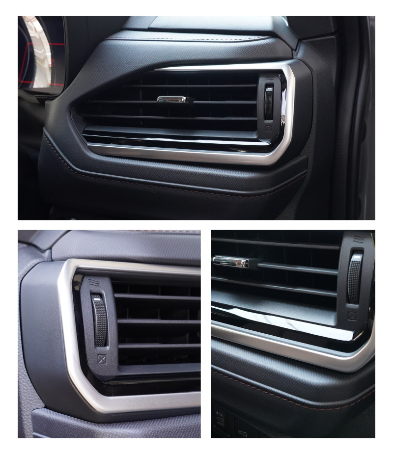 新型フォレスター SL系 フロント左右エアコン吹き出し口パネル 2P サテンシルバー ｜SUBARU スバル FORESTER 専用 パーツ ドレスアップ アクセサリー オプション インテリア パネル 内装 カー用品 社外