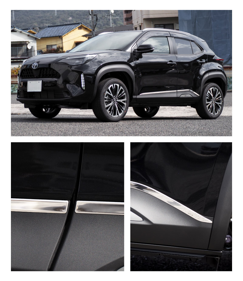 新型ヤリスクロス サイドガーニッシュ 鏡面仕上げ 4P｜トヨタ TOYOTA YARIS CROSS サイド カスタム 専用 パーツ ドレスアップ アクセサリー 社外品 オプション エアロ【予約販売/5月20日頃入荷予定】