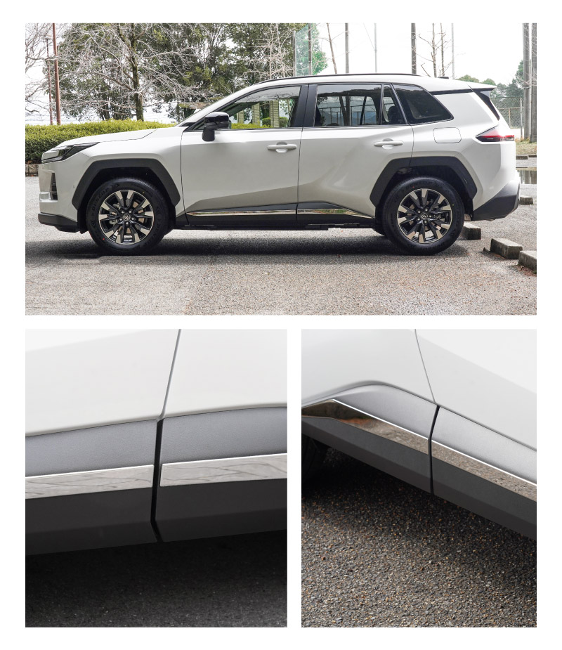 【アウトレット品】新型RAV4 60系 サイドガーニッシュ 4P 鏡面仕上げ｜トヨタ TOYOTA ラブフォー AXAN64 専用 プラグインハイブリッド PHEV 対応 カスタム パーツ アクセサリー サイドリップ サイドサイドスカート スポイラー 社外
