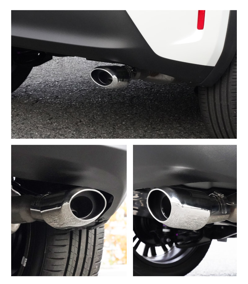 新型ヤリスクロス オーバル マフラーカッター スラッシュカット シルバー 1P 落下防止ワイヤ ストッパー付属｜トヨタ TOYOTA YARIS CROSS 専用 外装 リア マフラー カスタム パーツ ドレスアップ アクセサリー 社外品 エアロ オプション